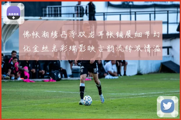 佛帐潮绣凸浮双龙耳帐铺展细节幻化金丝光彩瑞影映古韵流转浓情溢